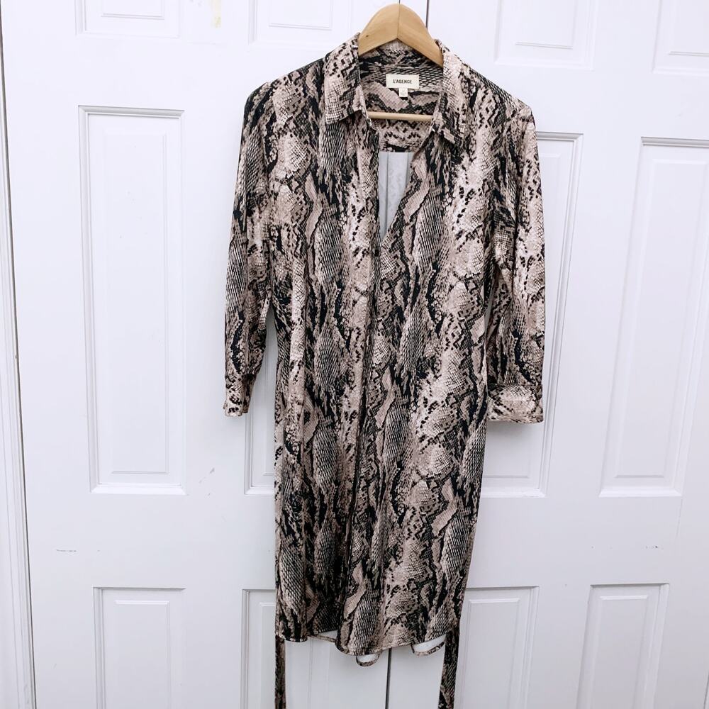 L'agence Addison Python-Print Belted Shirtdress - image 3
